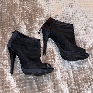 Nine West semi-sheer fabric peep toe bootie